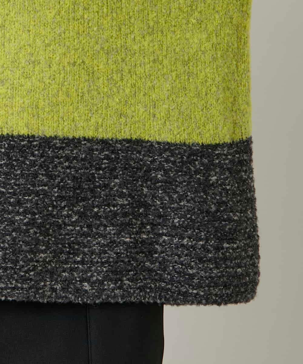 RHFCD37490 HIROKO KOSHINO(ヒロココシノ) バイカラーブークレヤーンニット/日本製 イエロー