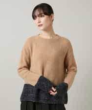 RHFCD37490 HIROKO KOSHINO(ヒロココシノ) バイカラーブークレヤーンニット/日本製 ベージュ