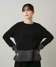 RHFCD37490 HIROKO KOSHINO(ヒロココシノ) バイカラーブークレヤーンニット/日本製 ブラック