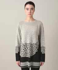 RHFED40730 HIROKO KOSHINO(ヒロココシノ) 幾何モチーフデザインチュニックニット/日本製 ベージュ