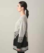 RHFED40730 HIROKO KOSHINO(ヒロココシノ) 幾何モチーフデザインチュニックニット/日本製 ベージュ