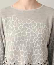 RHFED40730 HIROKO KOSHINO(ヒロココシノ) 幾何モチーフデザインチュニックニット/日本製 ベージュ