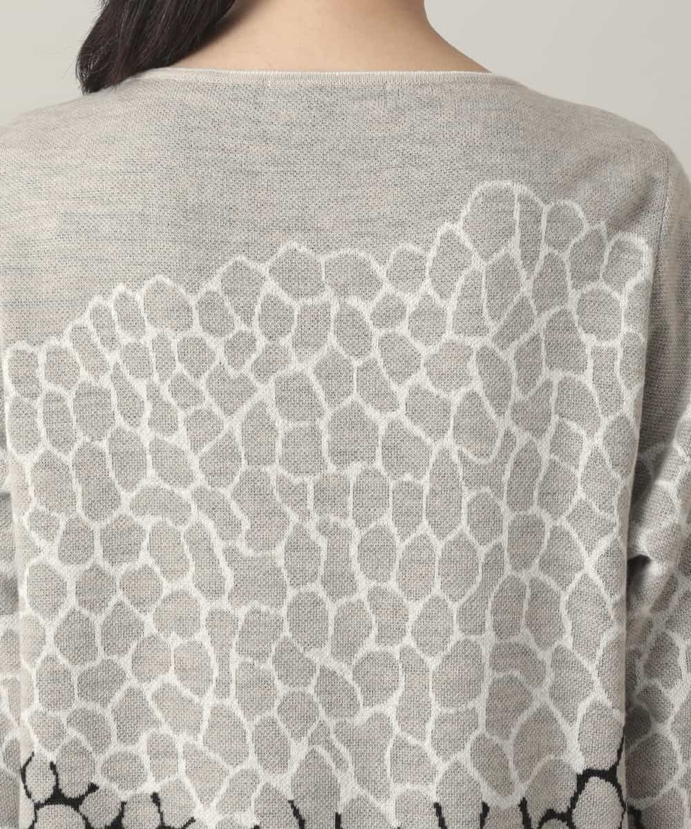 RHFED40730 HIROKO KOSHINO(ヒロココシノ) 幾何モチーフデザインチュニックニット/日本製 ベージュ