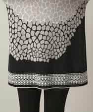 RHFED40730 HIROKO KOSHINO(ヒロココシノ) 幾何モチーフデザインチュニックニット/日本製 ベージュ