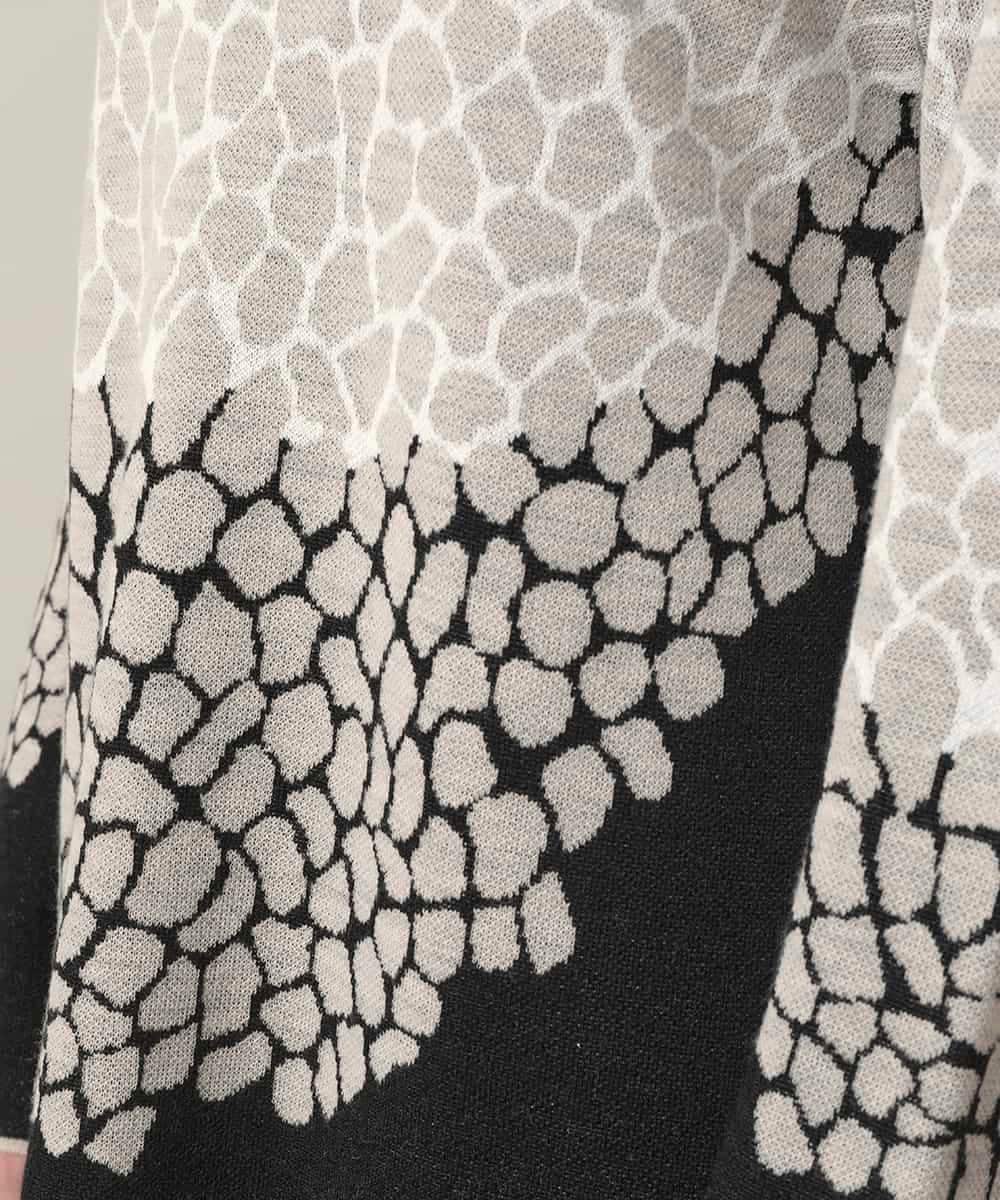 RHFED40730 HIROKO KOSHINO(ヒロココシノ) 幾何モチーフデザインチュニックニット/日本製 ベージュ