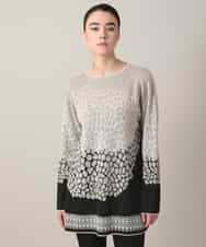 RHFED40730 HIROKO KOSHINO(ヒロココシノ) 幾何モチーフデザインチュニックニット/日本製 ベージュ