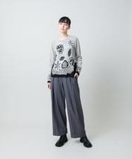 RHFED41630 HIROKO KOSHINO(ヒロココシノ) アートフラワージャカードニットプルオーバー/日本製 ベージュ