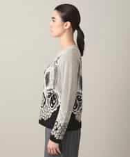 RHFED41630 HIROKO KOSHINO(ヒロココシノ) アートフラワージャカードニットプルオーバー/日本製 ベージュ