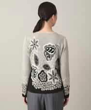 RHFED41630 HIROKO KOSHINO(ヒロココシノ) アートフラワージャカードニットプルオーバー/日本製 ベージュ