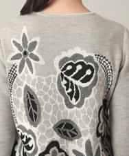 RHFED41630 HIROKO KOSHINO(ヒロココシノ) アートフラワージャカードニットプルオーバー/日本製 ベージュ