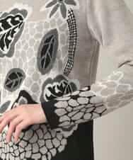 RHFED41630 HIROKO KOSHINO(ヒロココシノ) アートフラワージャカードニットプルオーバー/日本製 ベージュ