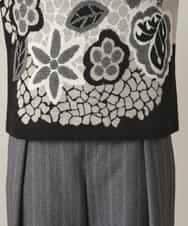 RHFED41630 HIROKO KOSHINO(ヒロココシノ) アートフラワージャカードニットプルオーバー/日本製 ベージュ