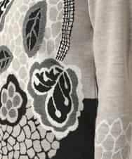 RHFED41630 HIROKO KOSHINO(ヒロココシノ) アートフラワージャカードニットプルオーバー/日本製 ベージュ