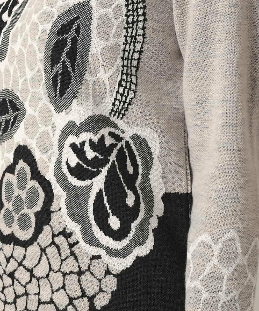 RHFED41630 HIROKO KOSHINO(ヒロココシノ) アートフラワージャカードニットプルオーバー/日本製 ベージュ