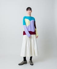 RHFED45690 HIROKO KOSHINO(ヒロココシノ) ブロックアートインターシャドルマンニット/日本製 マルチ