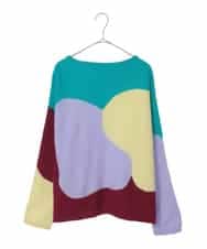 RHFED45690 HIROKO KOSHINO(ヒロココシノ) ブロックアートインターシャドルマンニット/日本製 マルチ