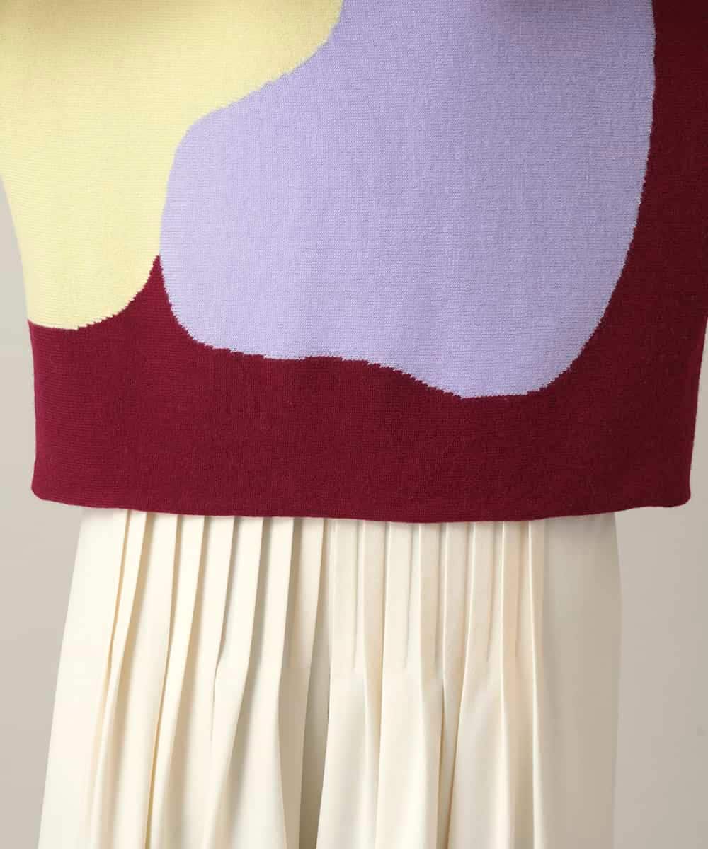 RHFED45690 HIROKO KOSHINO(ヒロココシノ) ブロックアートインターシャドルマンニット/日本製 マルチ