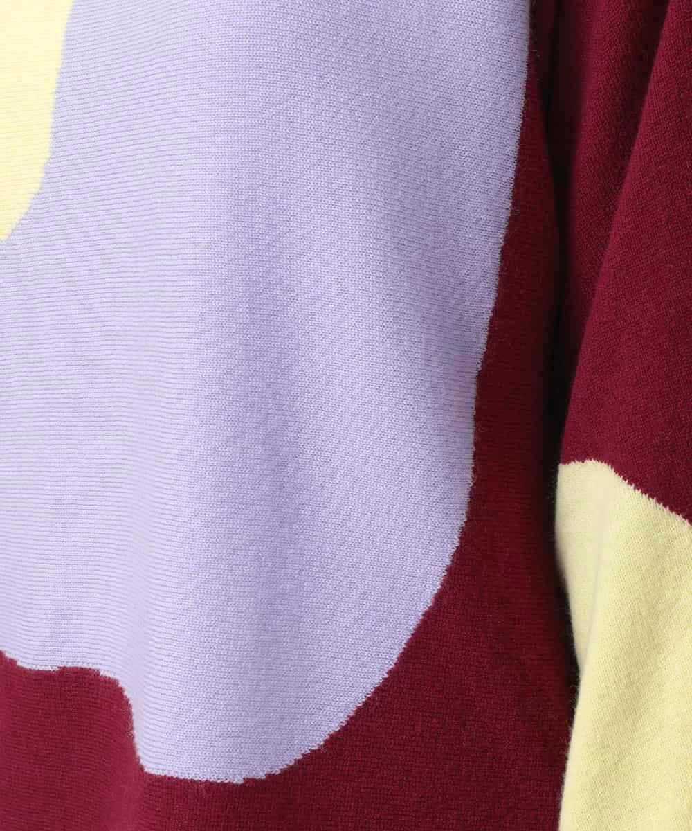 RHFED45690 HIROKO KOSHINO(ヒロココシノ) ブロックアートインターシャドルマンニット/日本製 マルチ