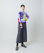 RHFED46670 HIROKO KOSHINO(ヒロココシノ) ブロックアートインターシャニットプルオーバー/日本製 マルチ