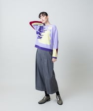 RHFED46670 HIROKO KOSHINO(ヒロココシノ) ブロックアートインターシャニットプルオーバー/日本製 マルチ