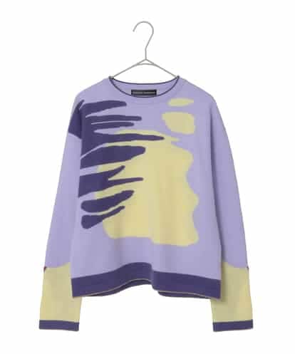 RHFED46670 HIROKO KOSHINO ブロックアートインターシャニットプルオーバー/日本製