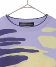 RHFED46670 HIROKO KOSHINO(ヒロココシノ) ブロックアートインターシャニットプルオーバー/日本製 パープル