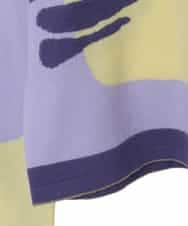 RHFED46670 HIROKO KOSHINO(ヒロココシノ) ブロックアートインターシャニットプルオーバー/日本製 パープル