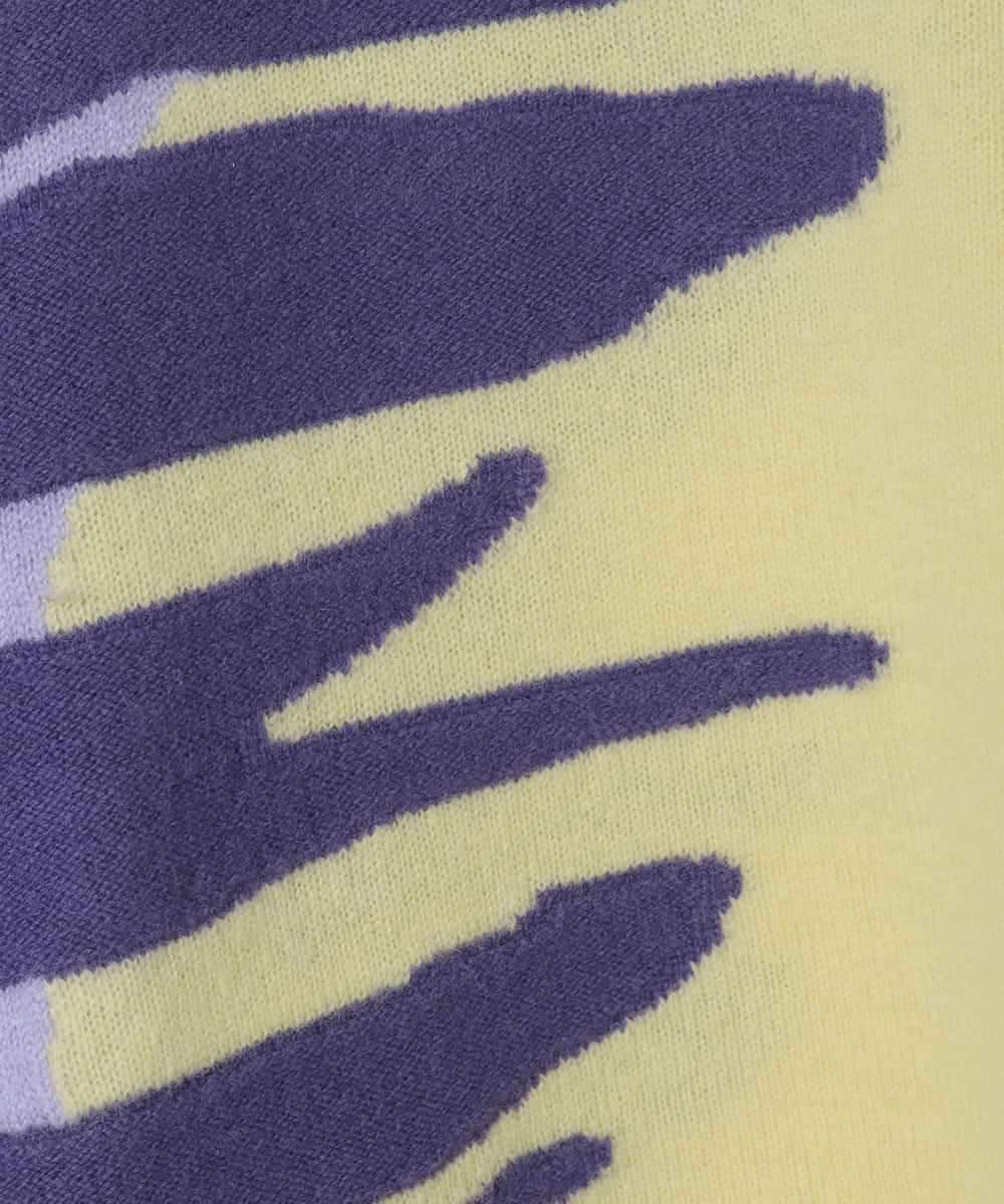 RHFED46670 HIROKO KOSHINO(ヒロココシノ) ブロックアートインターシャニットプルオーバー/日本製 パープル