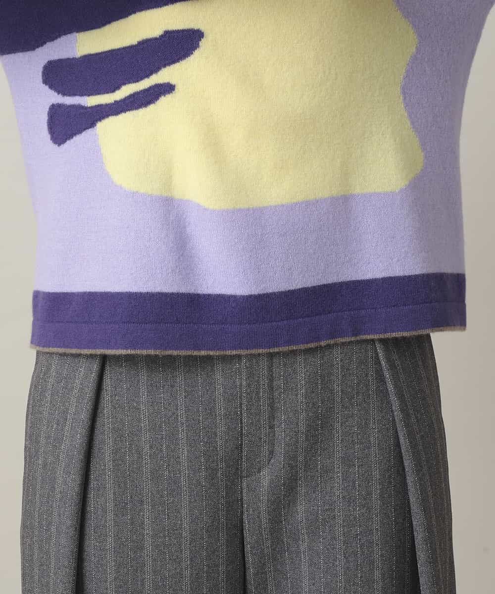 RHFED46670 HIROKO KOSHINO(ヒロココシノ) ブロックアートインターシャニットプルオーバー/日本製 マルチ