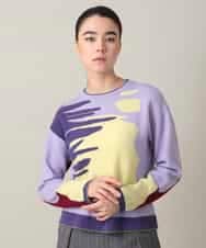 RHFED46670 HIROKO KOSHINO(ヒロココシノ) ブロックアートインターシャニットプルオーバー/日本製 マルチ