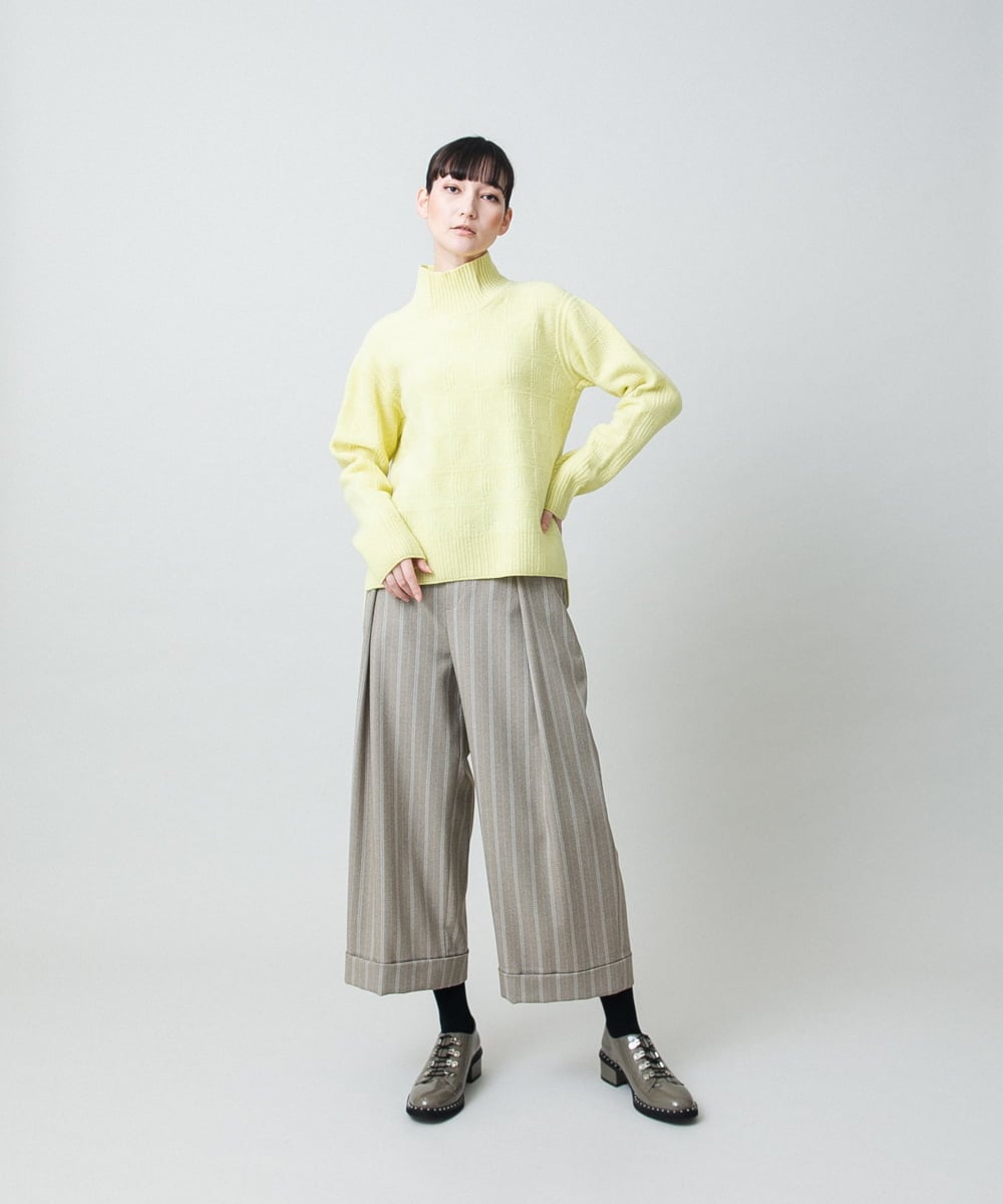 RHFED47690 HIROKO KOSHINO(ヒロココシノ) 幾何ジャカードウールニットプルオーバー/日本製 パープル