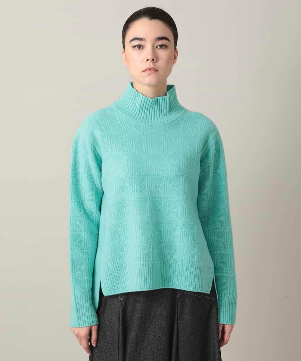 RHFED47690 HIROKO KOSHINO 幾何ジャカードウールニットプルオーバー/日本製