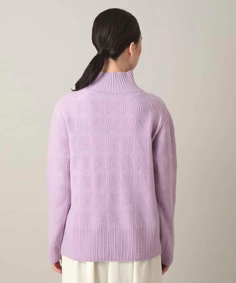 RHFED47690 HIROKO KOSHINO(ヒロココシノ) 幾何ジャカードウールニットプルオーバー/日本製 パープル