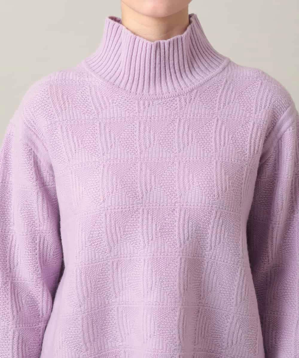 RHFED47690 HIROKO KOSHINO(ヒロココシノ) 幾何ジャカードウールニットプルオーバー/日本製 パープル