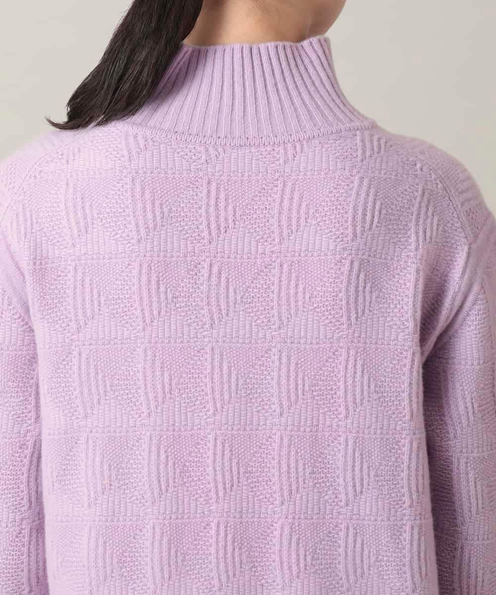 RHFED47690 HIROKO KOSHINO(ヒロココシノ) 幾何ジャカードウールニットプルオーバー/日本製 パープル