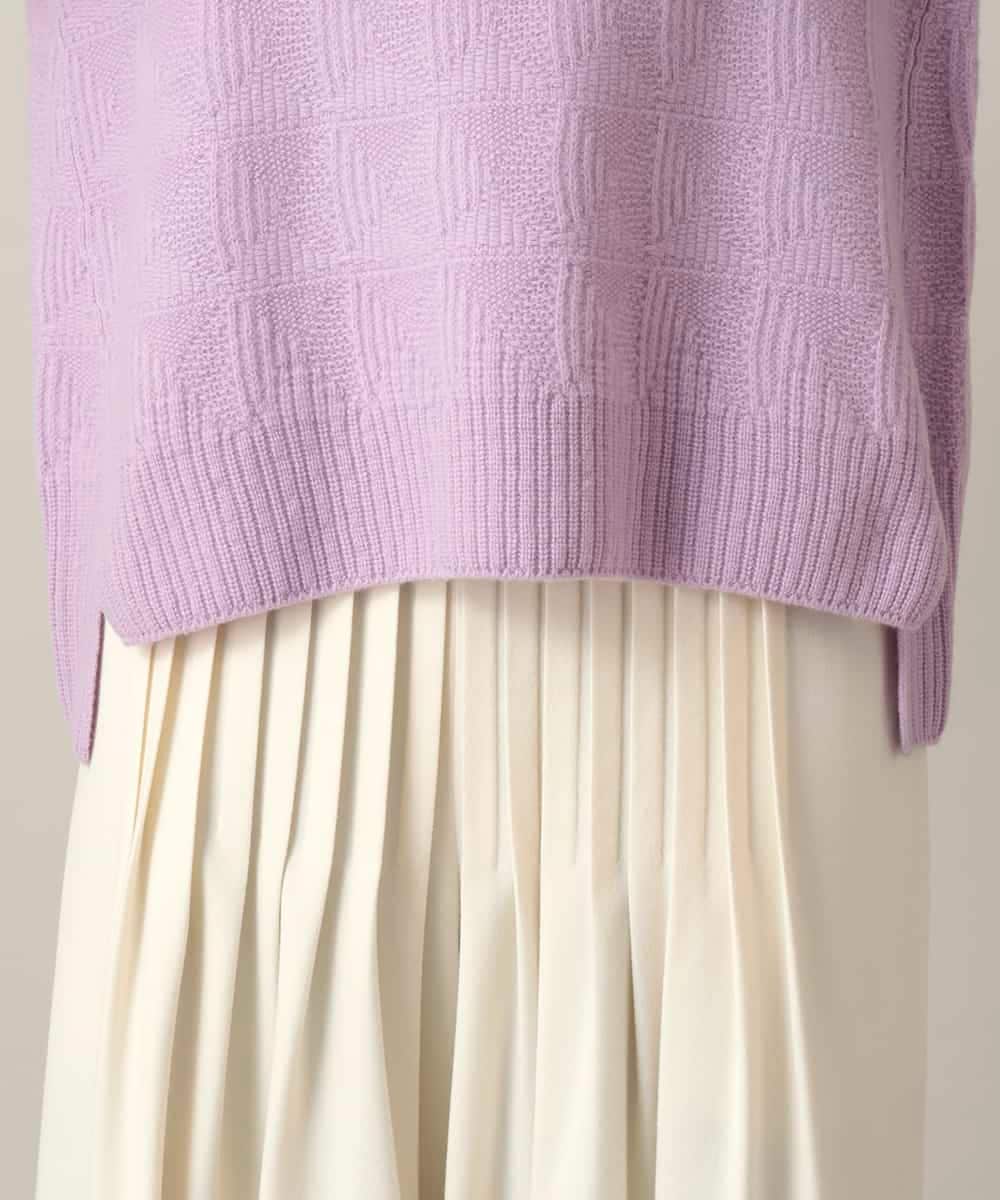 RHFED47690 HIROKO KOSHINO(ヒロココシノ) 幾何ジャカードウールニットプルオーバー/日本製 パープル