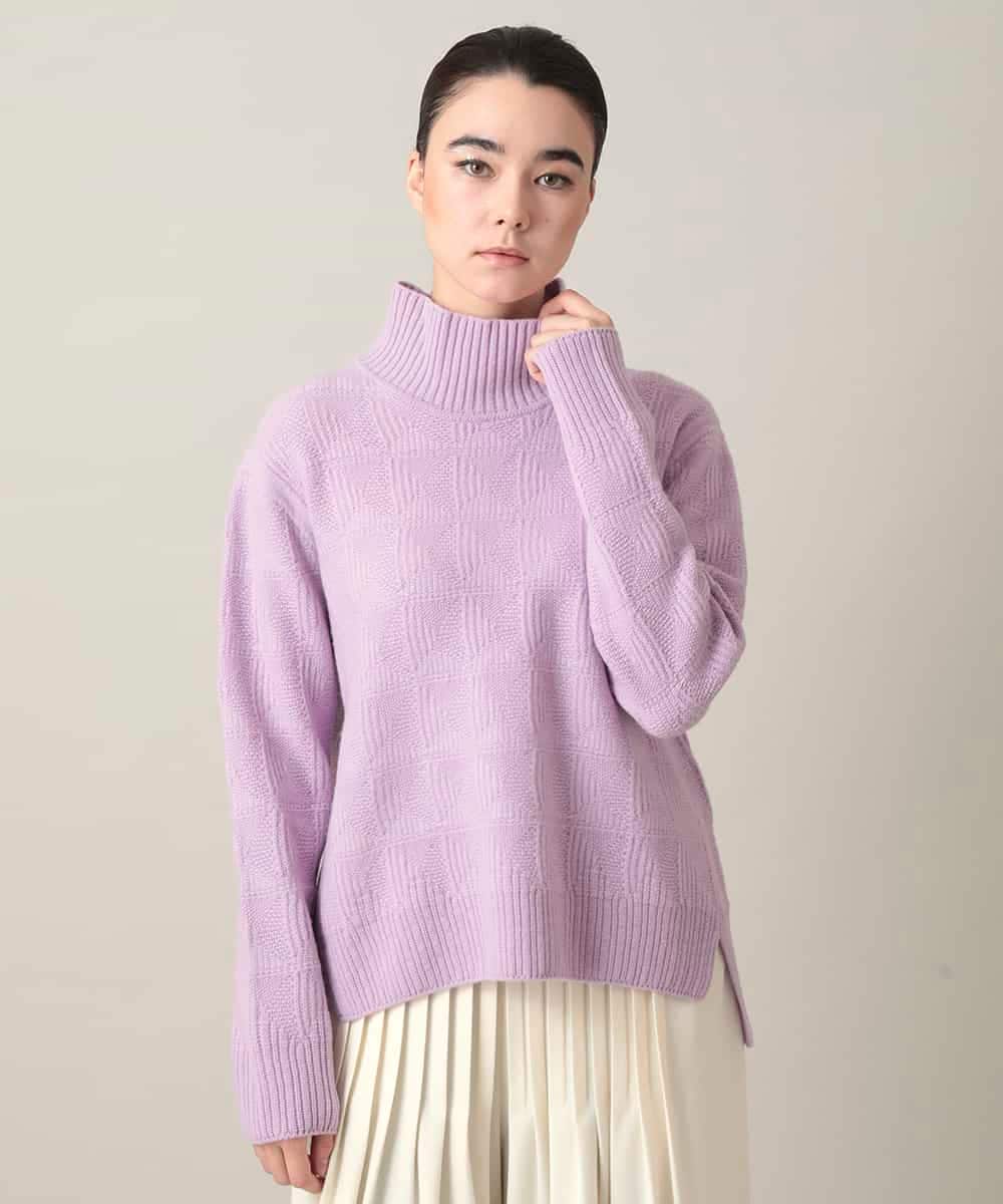 RHFED47690 HIROKO KOSHINO 幾何ジャカードウールニットプルオーバー/日本製