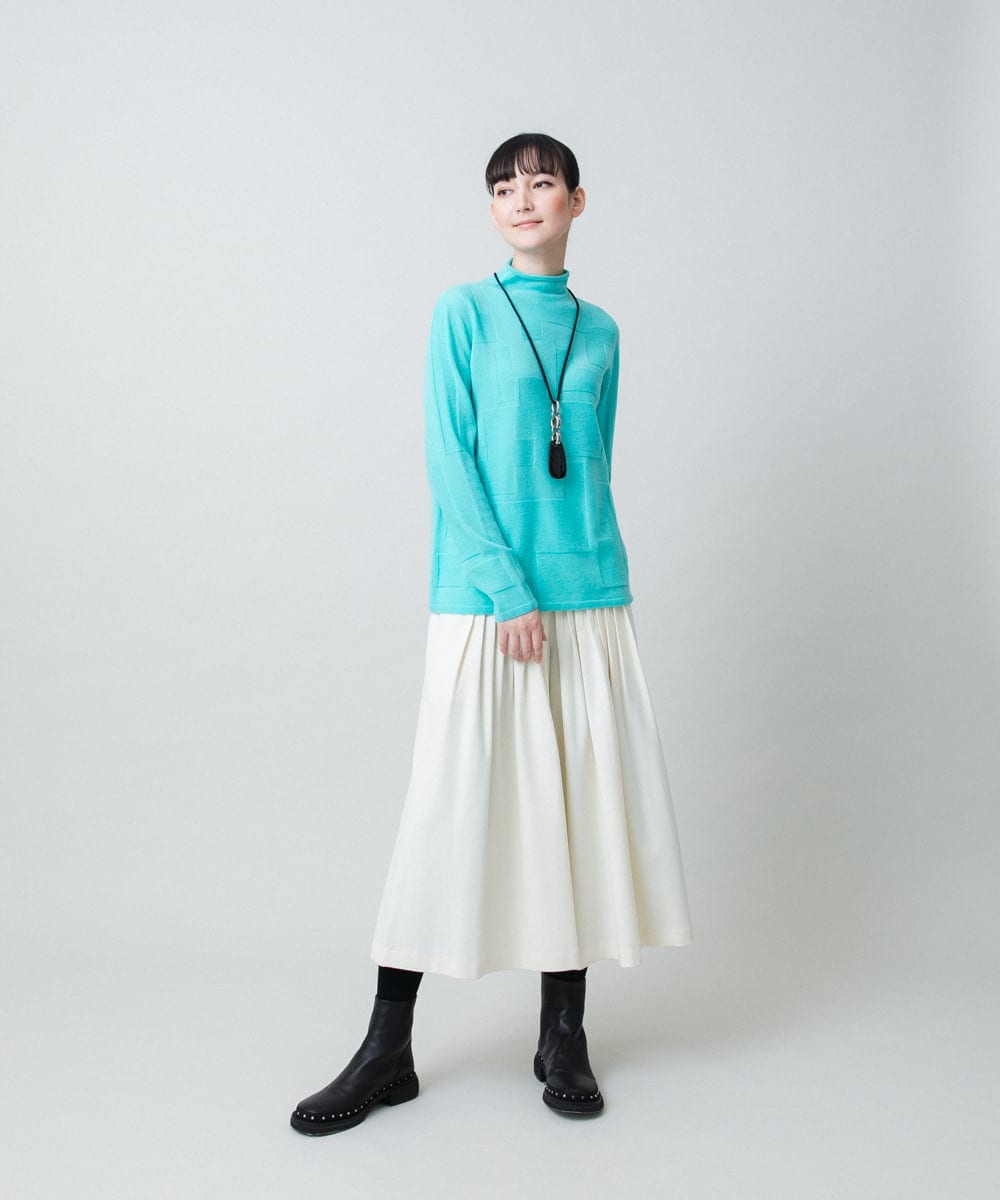 RHFED48340 HIROKO KOSHINO(ヒロココシノ) ホールガーメントタートルネックプルオーバー/日本製 ライトイエロー