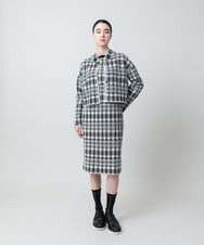 RHFED56830 HIROKO KOSHINO(ヒロココシノ) チェックジャカードニットワンピース ブラック