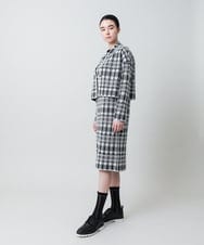 RHFED56830 HIROKO KOSHINO(ヒロココシノ) チェックジャカードニットワンピース ブラック