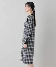 RHFED56830 HIROKO KOSHINO(ヒロココシノ) チェックジャカードニットワンピース ブラック