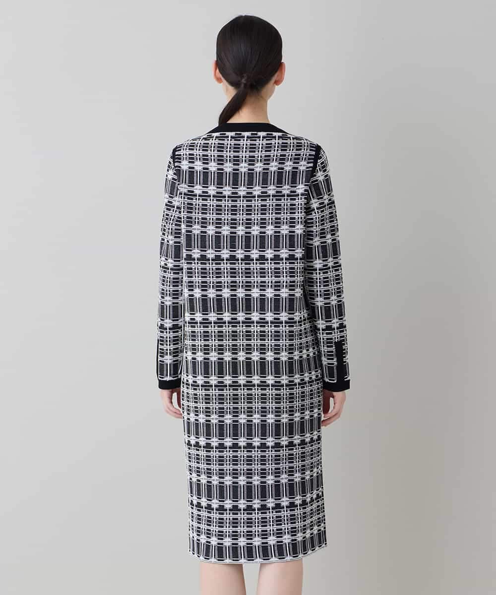 RHFED56830 HIROKO KOSHINO(ヒロココシノ) チェックジャカードニットワンピース ブラック