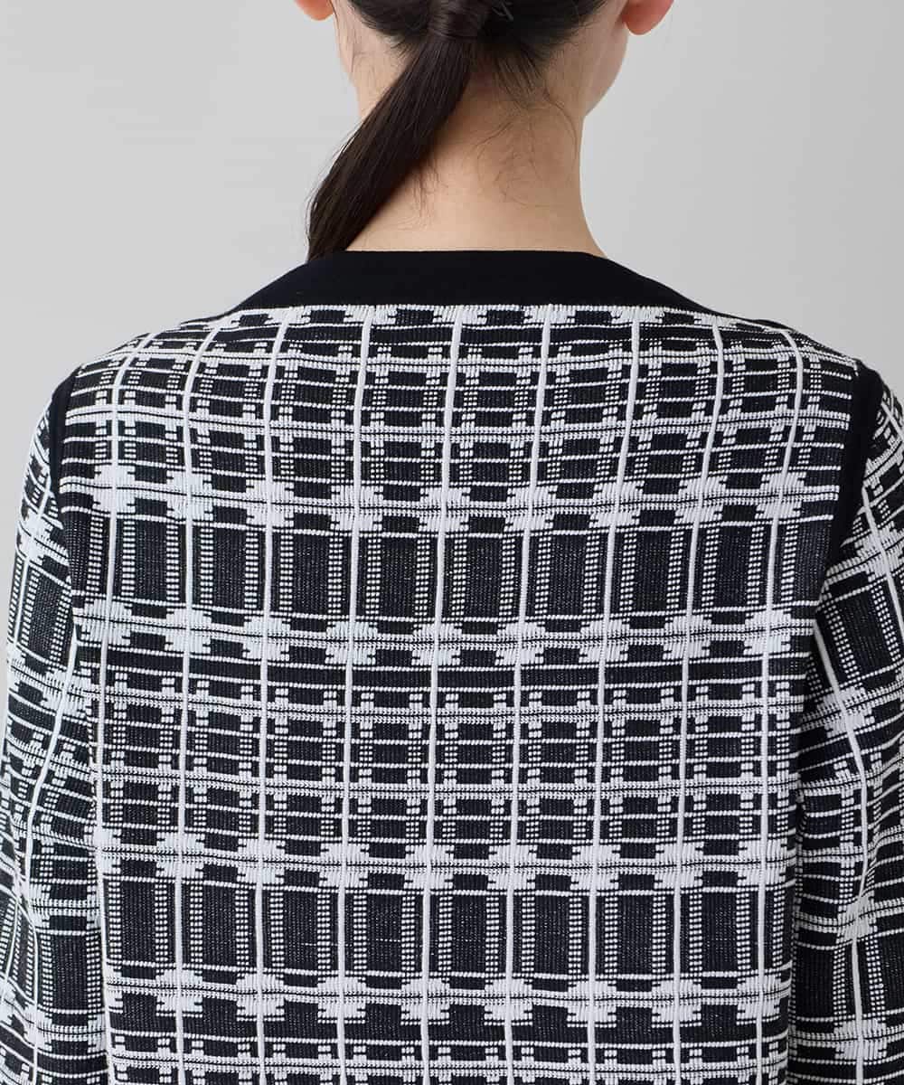 RHFED56830 HIROKO KOSHINO(ヒロココシノ) チェックジャカードニットワンピース ブラック