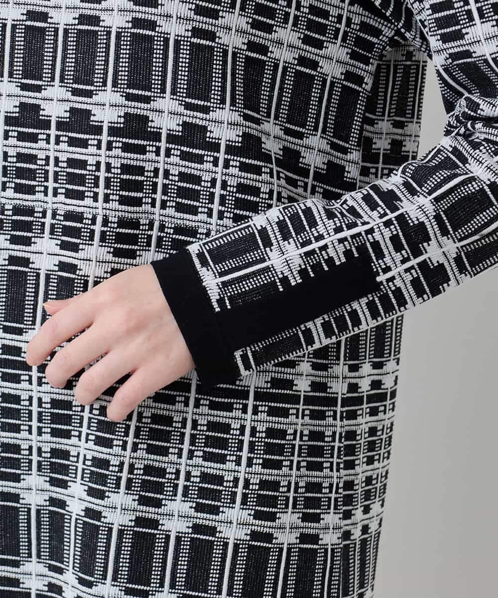RHFED56830 HIROKO KOSHINO(ヒロココシノ) チェックジャカードニットワンピース ブラック
