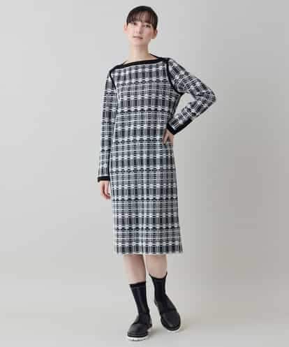 RHFED56830 HIROKO KOSHINO チェックジャカードニットワンピース