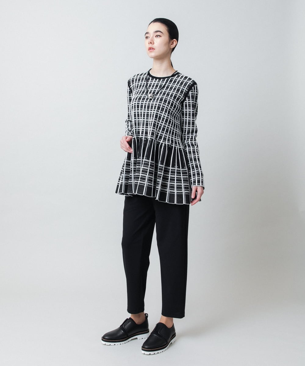 RHFED57740 HIROKO KOSHINO(ヒロココシノ) チェックジャカード立体ヘムチュニック ブラック