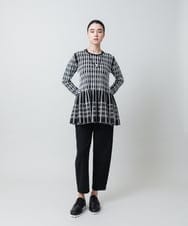 RHFED57740 HIROKO KOSHINO(ヒロココシノ) チェックジャカード立体ヘムチュニック ブラック