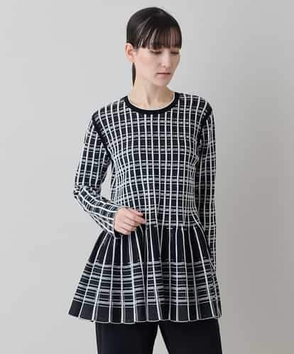 RHFED57740  チェックジャカード立体ヘムチュニック
