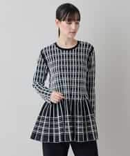 RHFED57740 HIROKO KOSHINO(ヒロココシノ) チェックジャカード立体ヘムチュニック ブラック