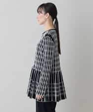 RHFED57740 HIROKO KOSHINO(ヒロココシノ) チェックジャカード立体ヘムチュニック ブラック